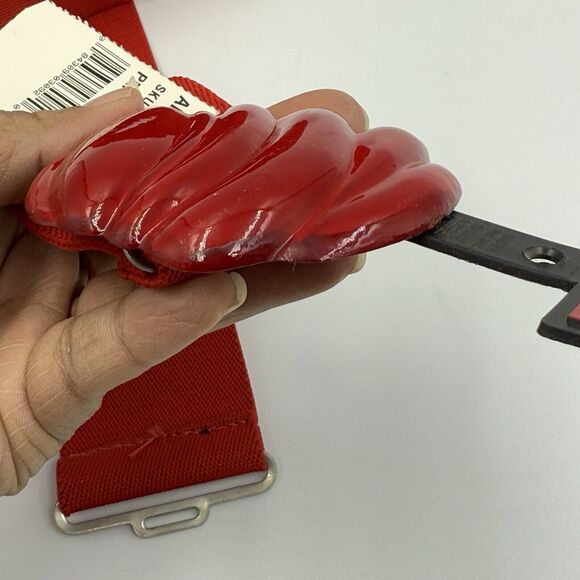 Women's Belt Size M Red Stretch Elastic Cinch Shell Buckle Wide Casual Dress - Picture 5 of 12